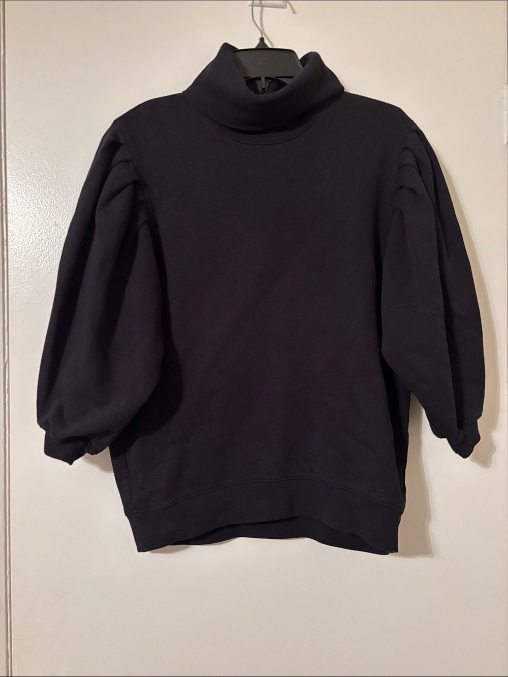 Citizens Of Humanity Noeme Black Puff-Sleeve Turtleneck Sweater